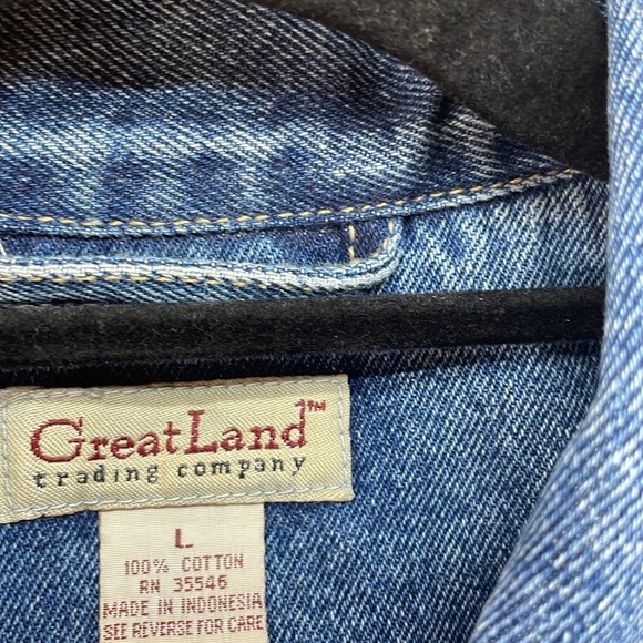 Great Land Trading Company Vest Denim Jean 100% Cotton Button Pocket Blue Size L - Picture 6 of 9